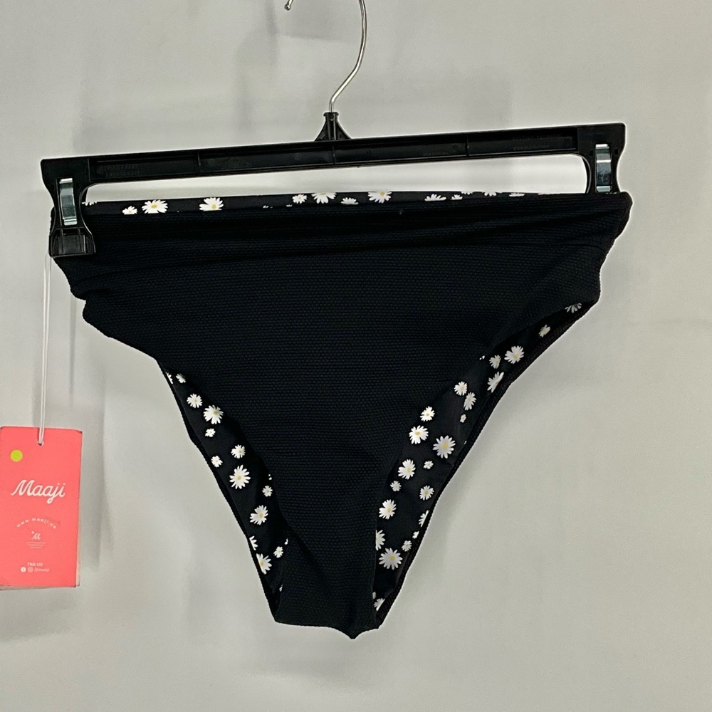 NWT Maaji Black Floral Bikini Bottom S